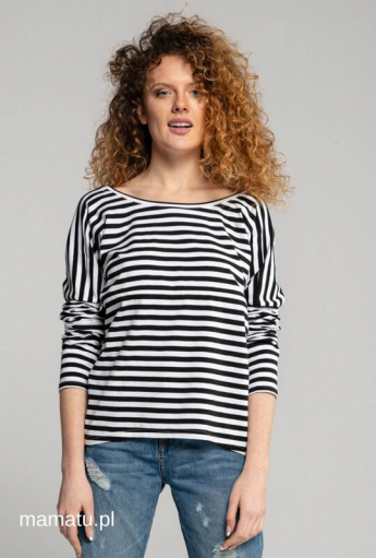 Bluzka do karmienia piersią V-BACK Black Stripes
