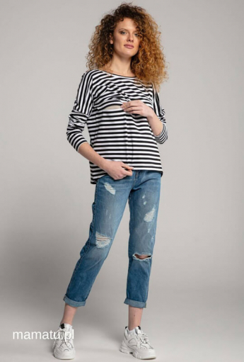 Bluzka do karmienia piersią V-BACK Black Stripes