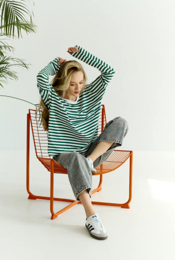 Bluzka do karmienia piersią V-BACK Green Stripes