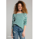 Bluzka do karmienia piersią V-BACK Green Stripes