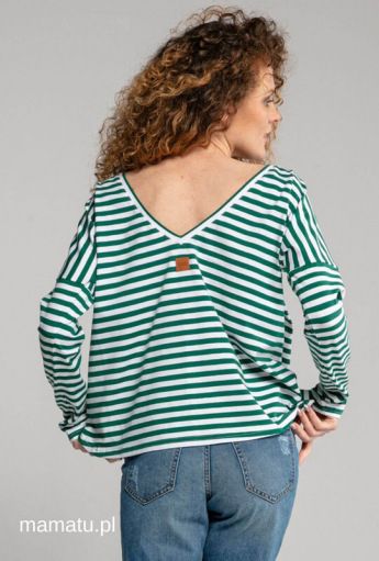 Bluzka do karmienia piersią V-BACK Green Stripes