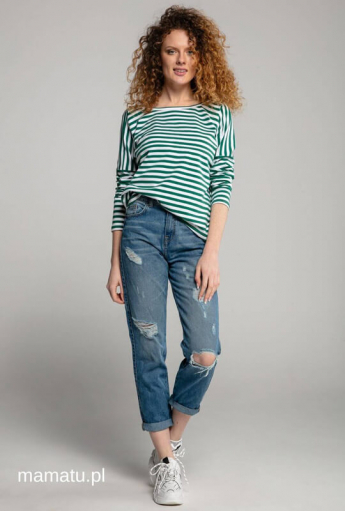 Bluzka do karmienia piersią V-BACK Green Stripes