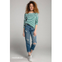 Bluzka do karmienia piersią V-BACK Green Stripes