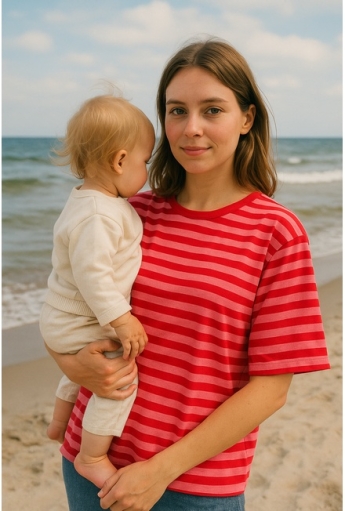 Koszulka do karmienia piersią MODERN Stripes RED