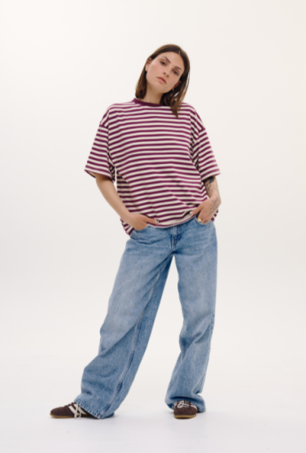 Koszulka do karmienia piersią MODERN Stripes Plum