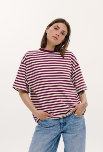 Koszulka do karmienia piersią MODERN Stripes Plum