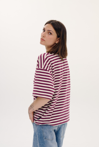 Koszulka do karmienia piersią MODERN Stripes Plum